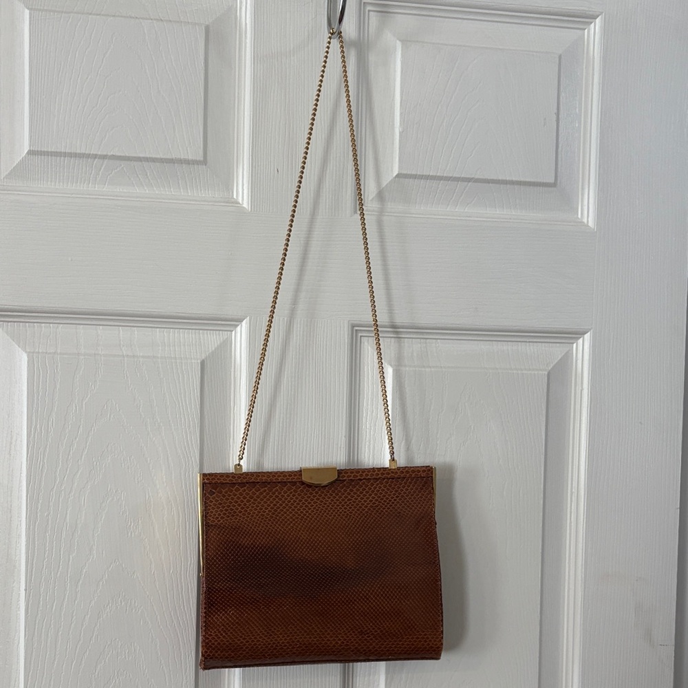 Elegant Brown Chain Strap Clutch
